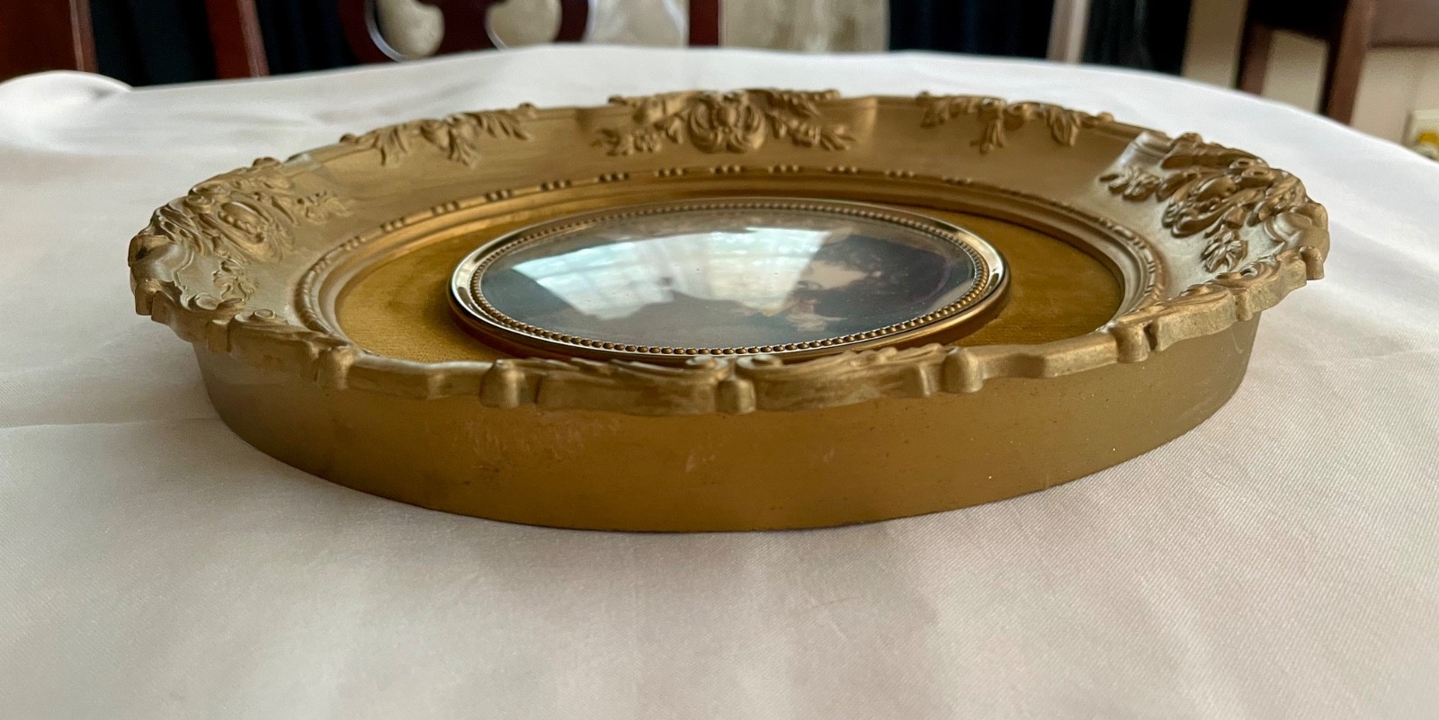 Vintage Cameo Creations Oval Gold Framed Wall Plaques Pair Joseph Steiler