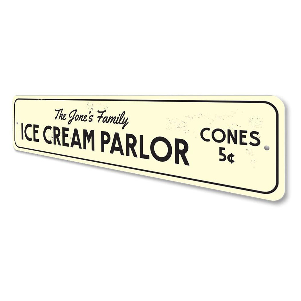Ice Cream Parlor Sign, Personalized Cones 5 Cents Ice Cream Shop – Aluminum
