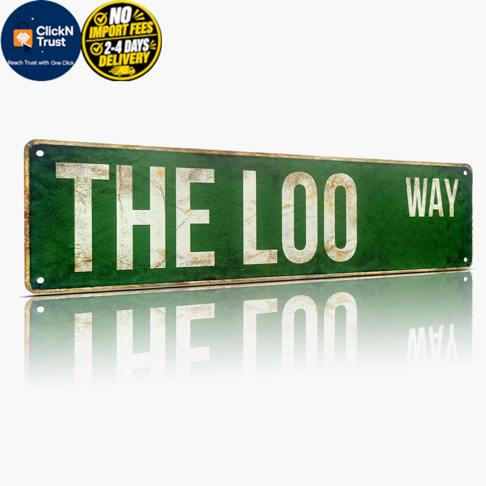 The Loo Way Funny Metal Street Sign, Vintage Aluminum 4×15 inch,