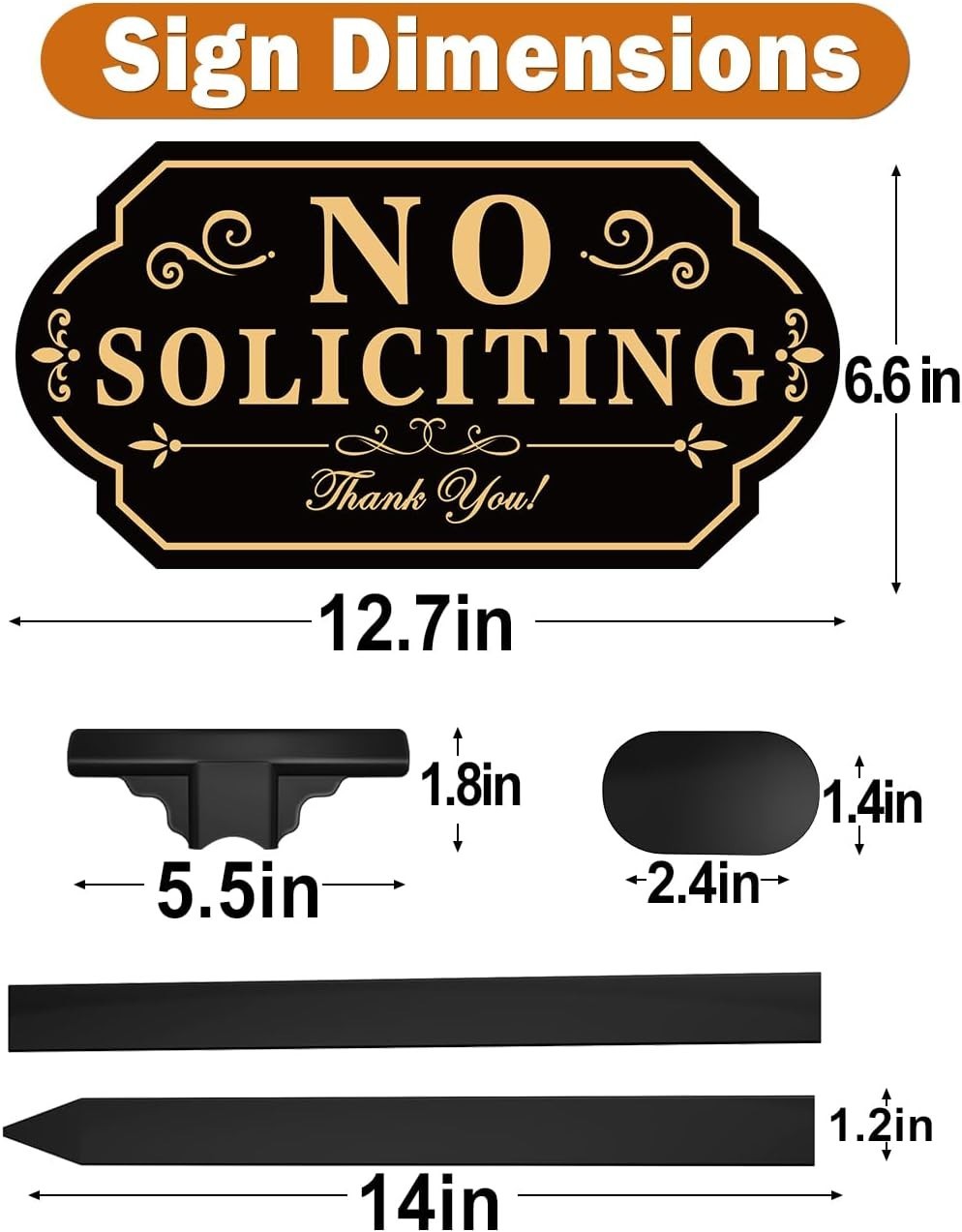No Soliciting Yard Sign with Stake – 6×12 Metal 36 inch Aluminum for House Door