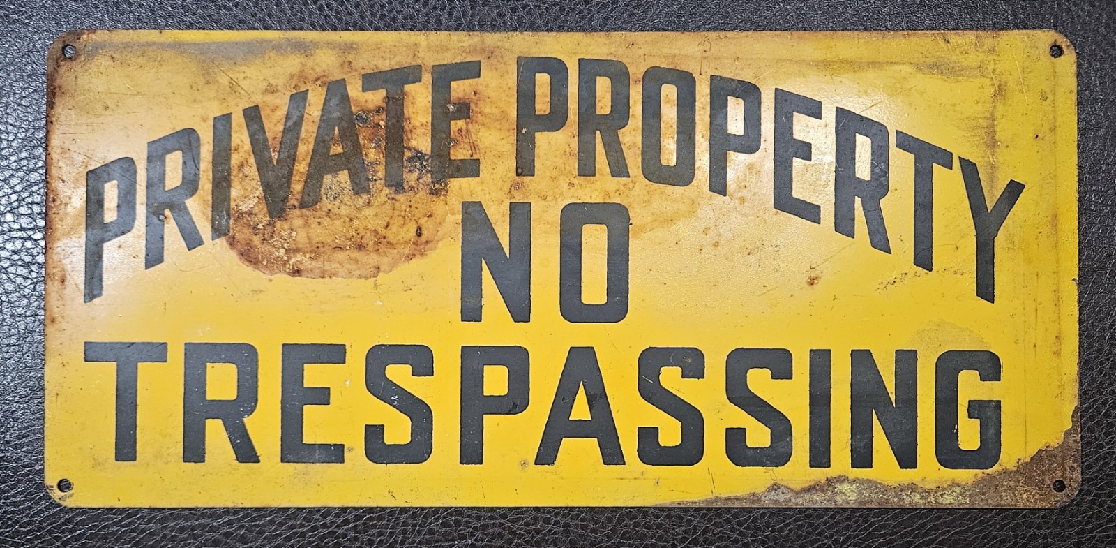 Vintage Private Property No Trespassing Metal Sign 14×6 Rustic s