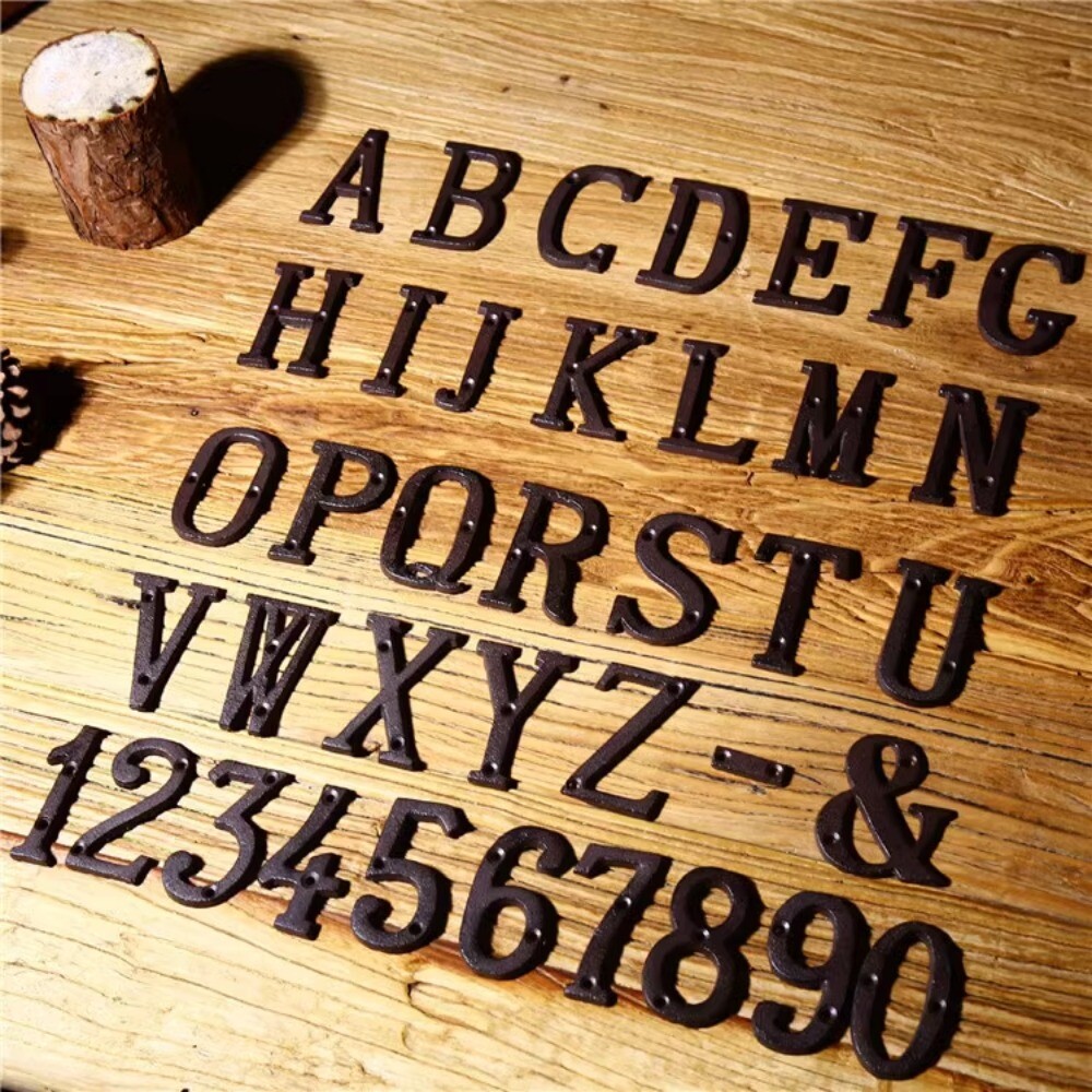 Cast Wrought Iron Black Antique Xmas House Door Alphabet Letters and Numbers US