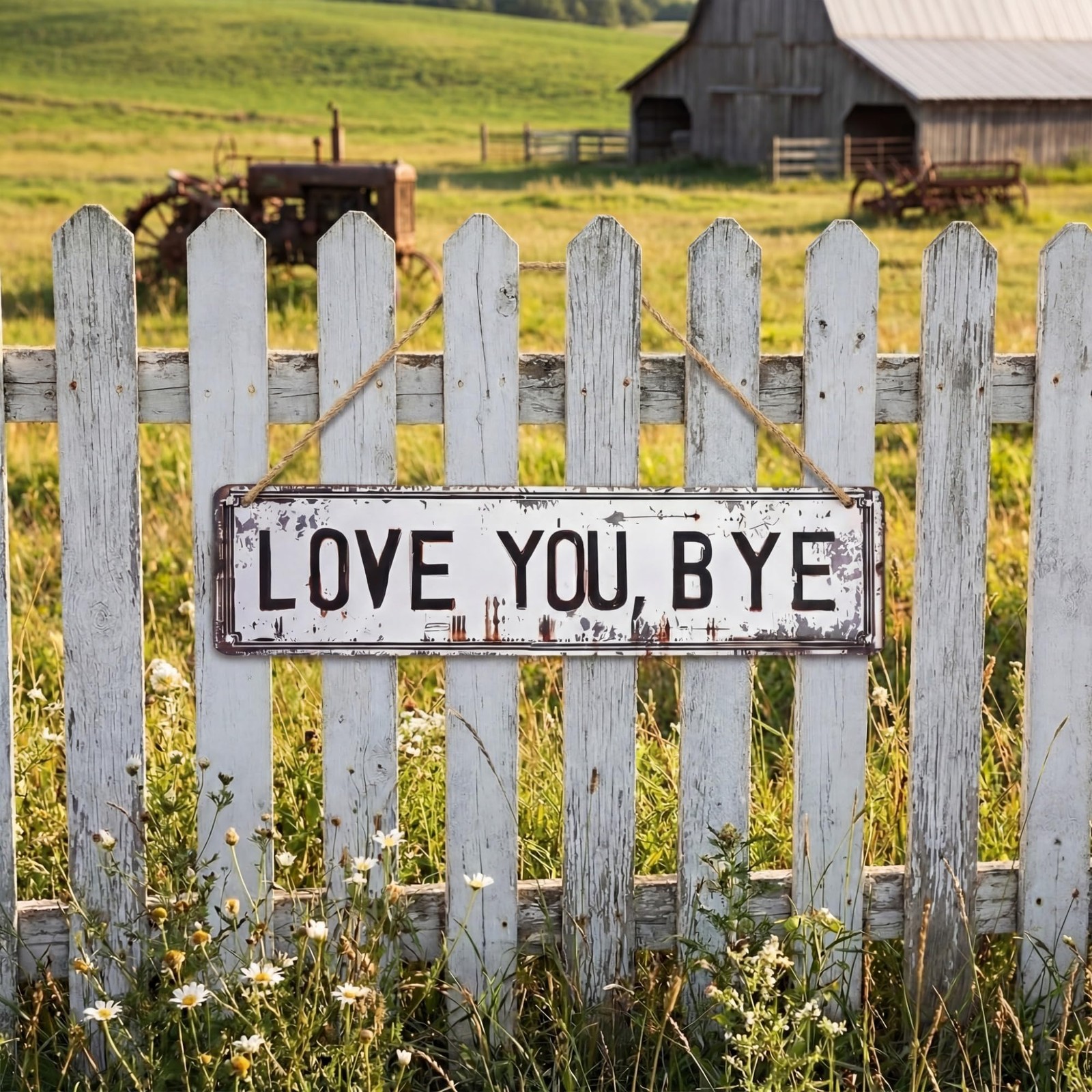 Love You Bye Sign Vintage Love You Bye Sign Wall Decor 16 x 4 Inch Aluminum H…