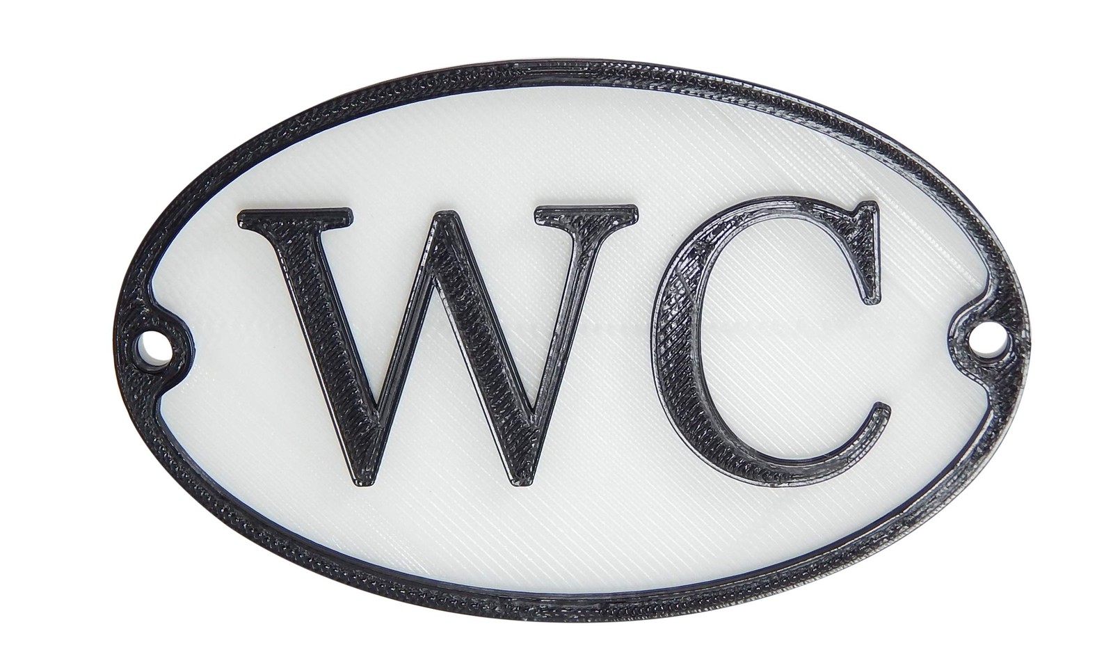 Medallurgy French WC Toilet 4″ x 2 1/2″ x 3/16″, White With Black Lettering