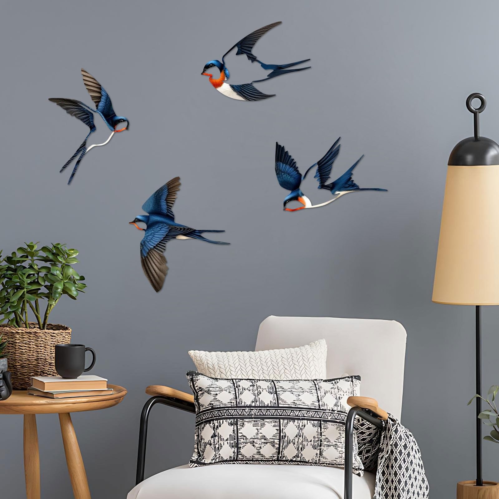 5 Pcs Metal Birds Wall Decor, Vintage colors Birds Metal Wall Art Outdoor Han…