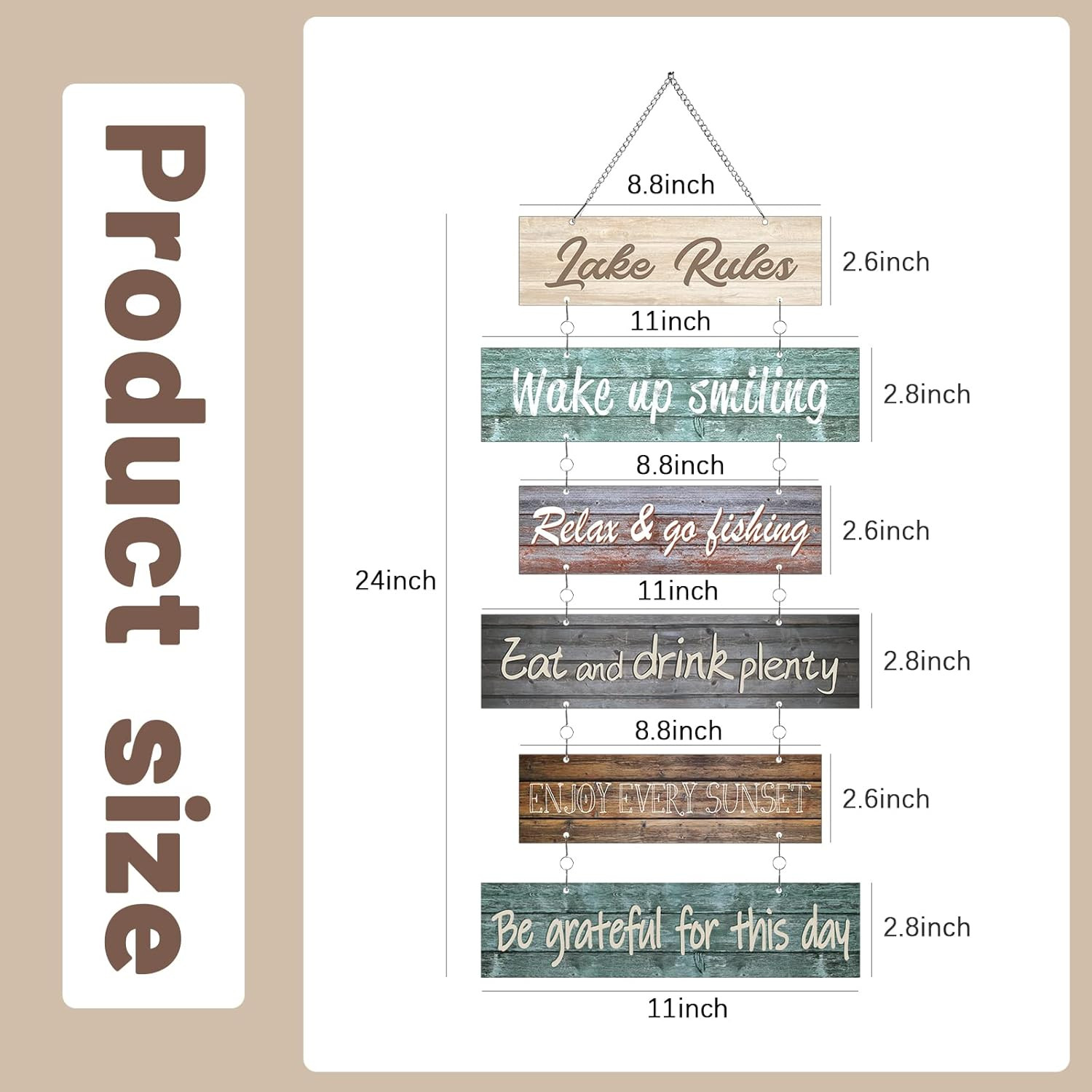 Hotop Lake Rule Wall Signs Lake House Decor Rustic Vintage Wall Art Gifts Metal