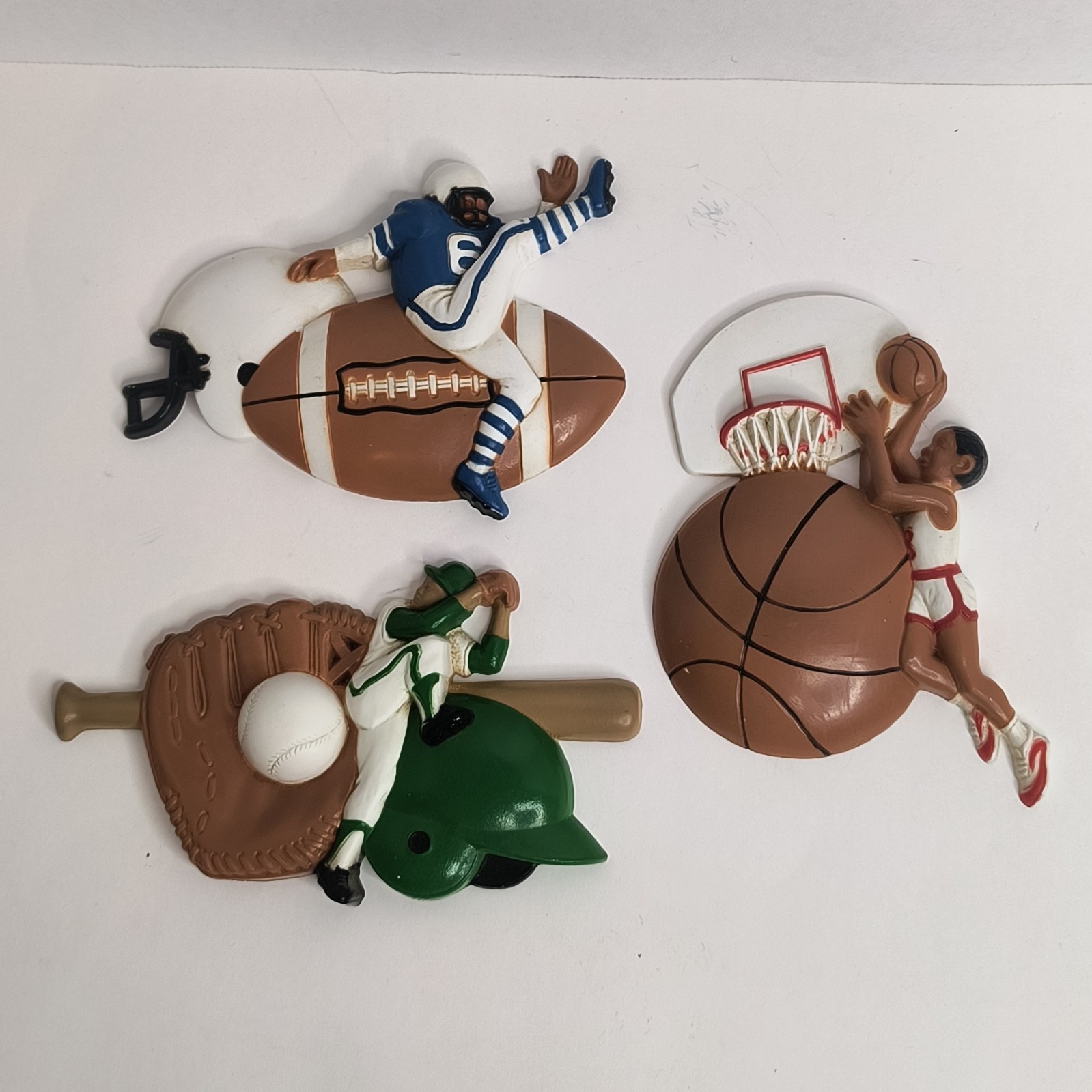 Home Interiors 3 Burwood Football Baseball Basketball Sports Homco Plaques Boys