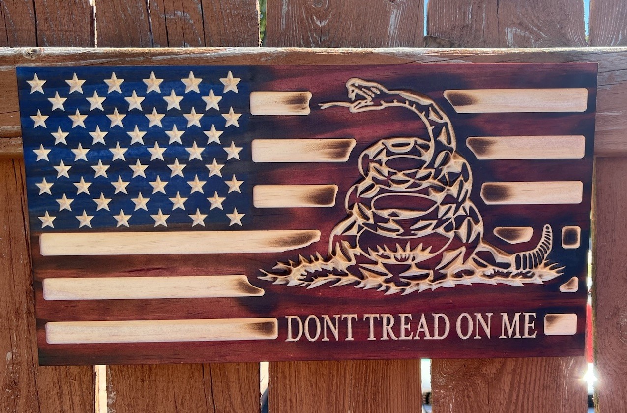 Rustic Wooden Gadsden Don’t tread on me American Flag / Made In America