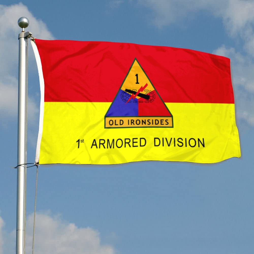 Army 1st Old Ironsides Armored Division Flag Banner 3×5 Feet Home Garden Decor