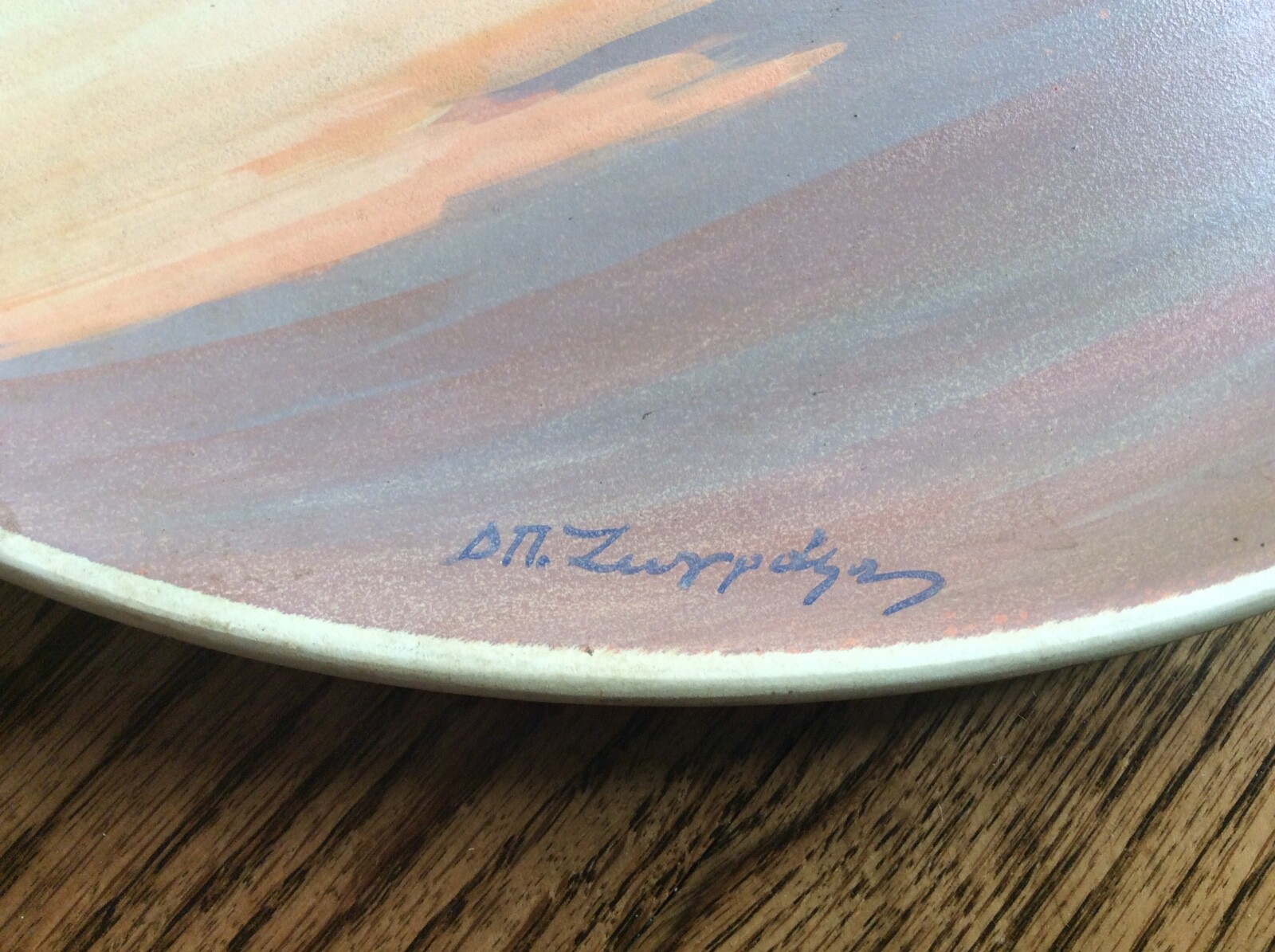Greek Parthenon Pillars brown beige decor plate pottery Dimitrious signed