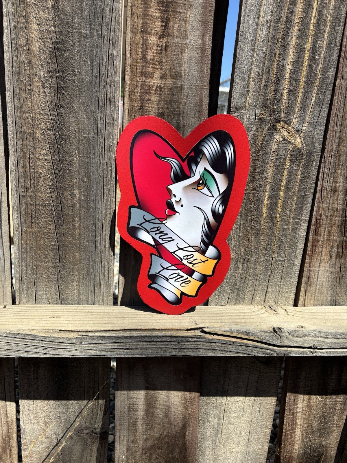 Handmade Halloween Love Lost Tattoo Flash Shop Design Sign Plaque