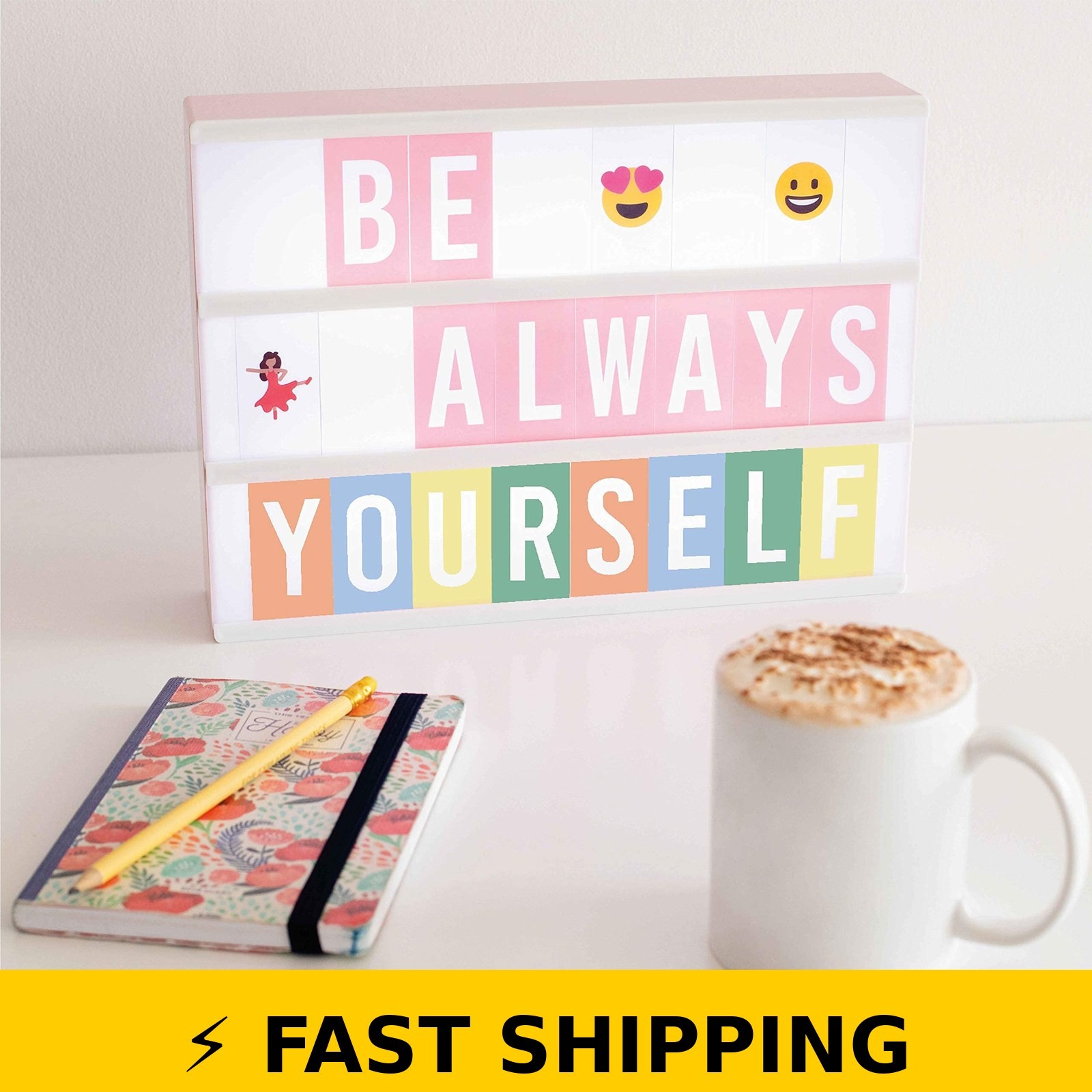 BONNYCO Pink Cinema Light Box with 400 Letters & Emojis
