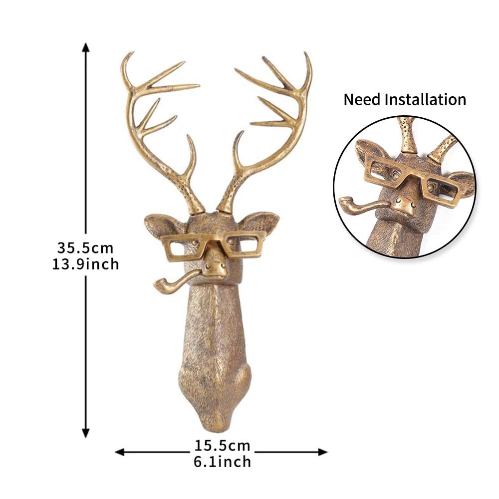 Joogour Head Wall Mount Decor,Resin Animal Sculptures，Art Deco Wall Hanging D…