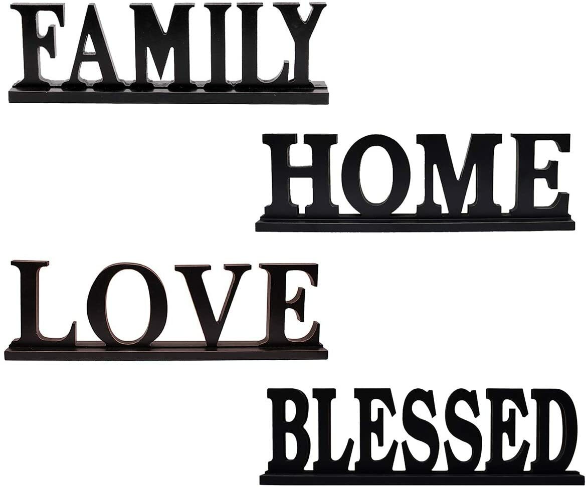 Decorative Wooden Cutout Word FAMILY/HOME/ LOVE/ BLESSED Sign for Home Decor