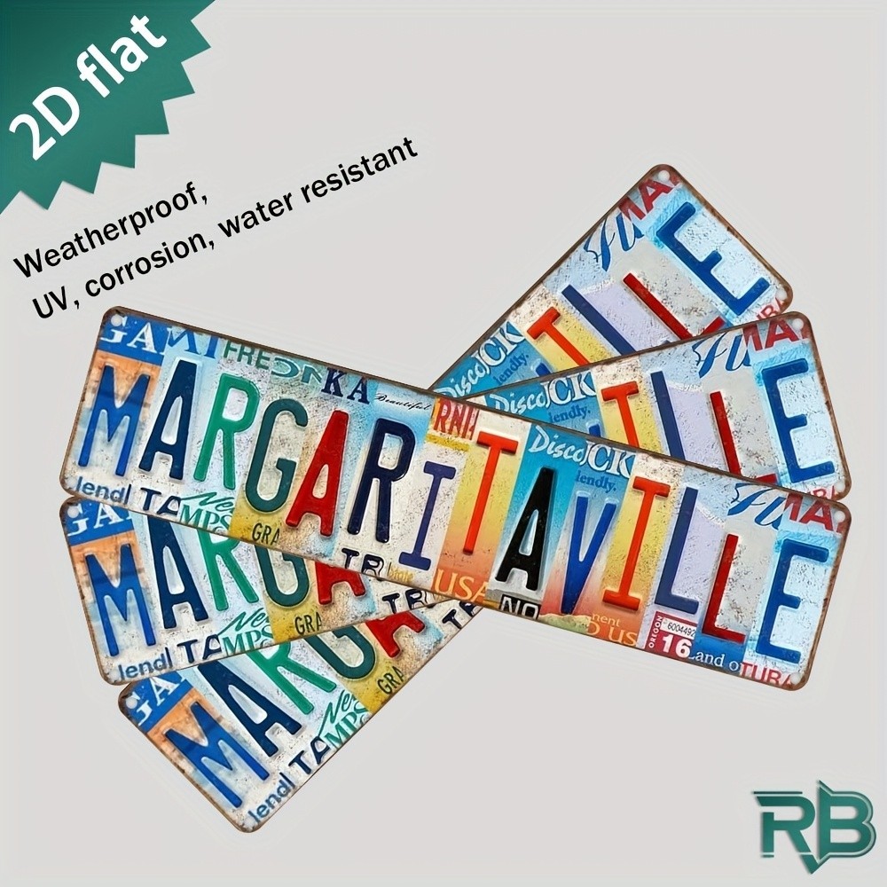 Retro Stylish Vintage Margaritaville Signs Metal Tin Sign Wall Art Plaque 16×4in