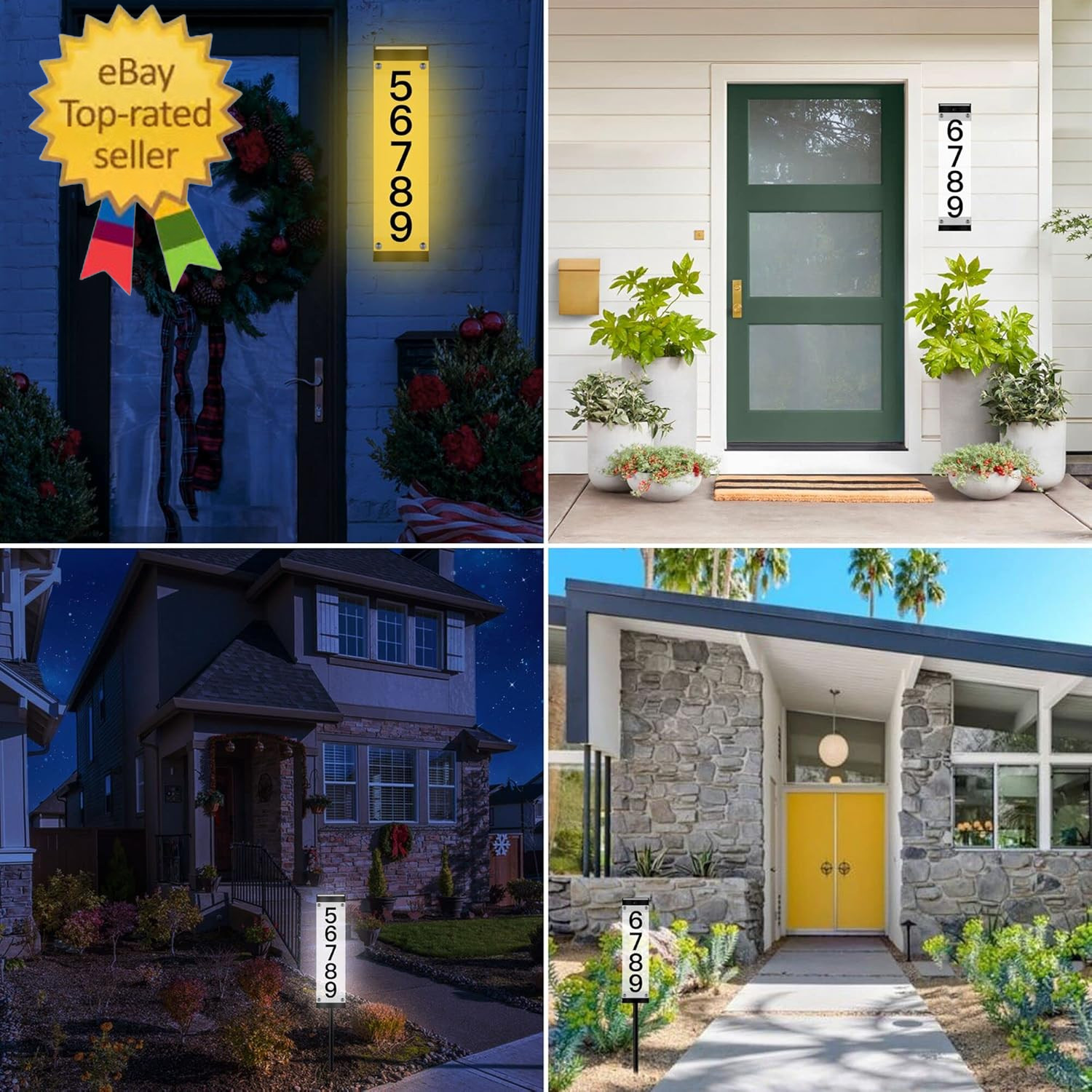 Solr House Numbers for Outside,Lighted Solar Address Sign Plaque Address Numbers