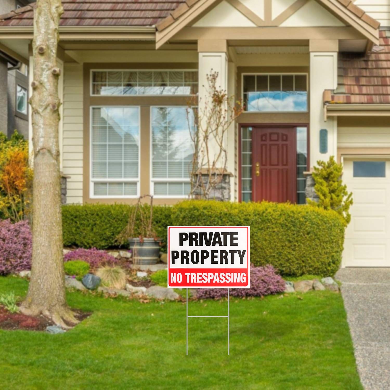 2 Pack Private Property No Trespassing Signs with Metal Wire HStakes, 12” X …