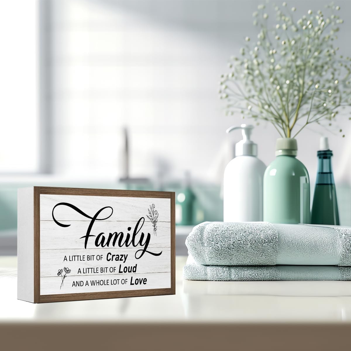 Charming Wooden Family Quote Sign, 10.23×5.9” for Home & Farmhouse Style