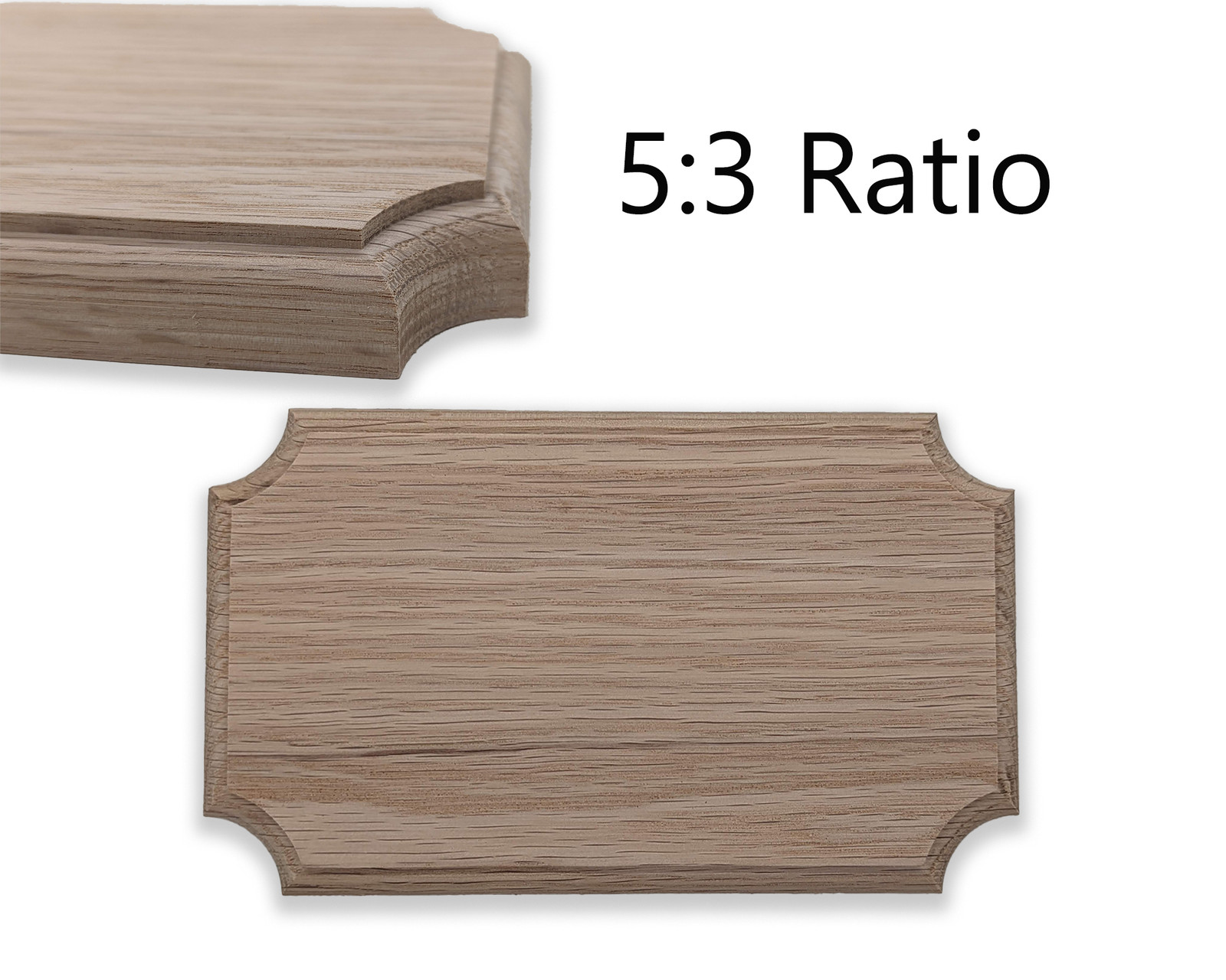 5:3 ratio, Red Oak plaque, Blank wooden plaque with inset corners