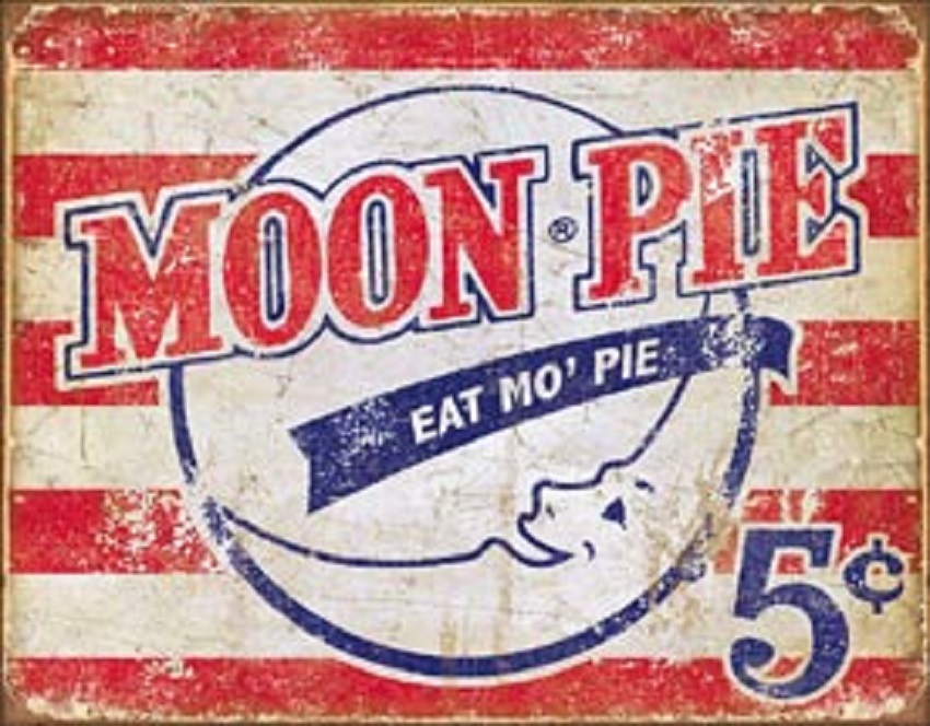 Moon Pie Eat Mo’ Pie 5 Cents Novelty TIN SIGN Vintage Restaurant Wall Poster Ad