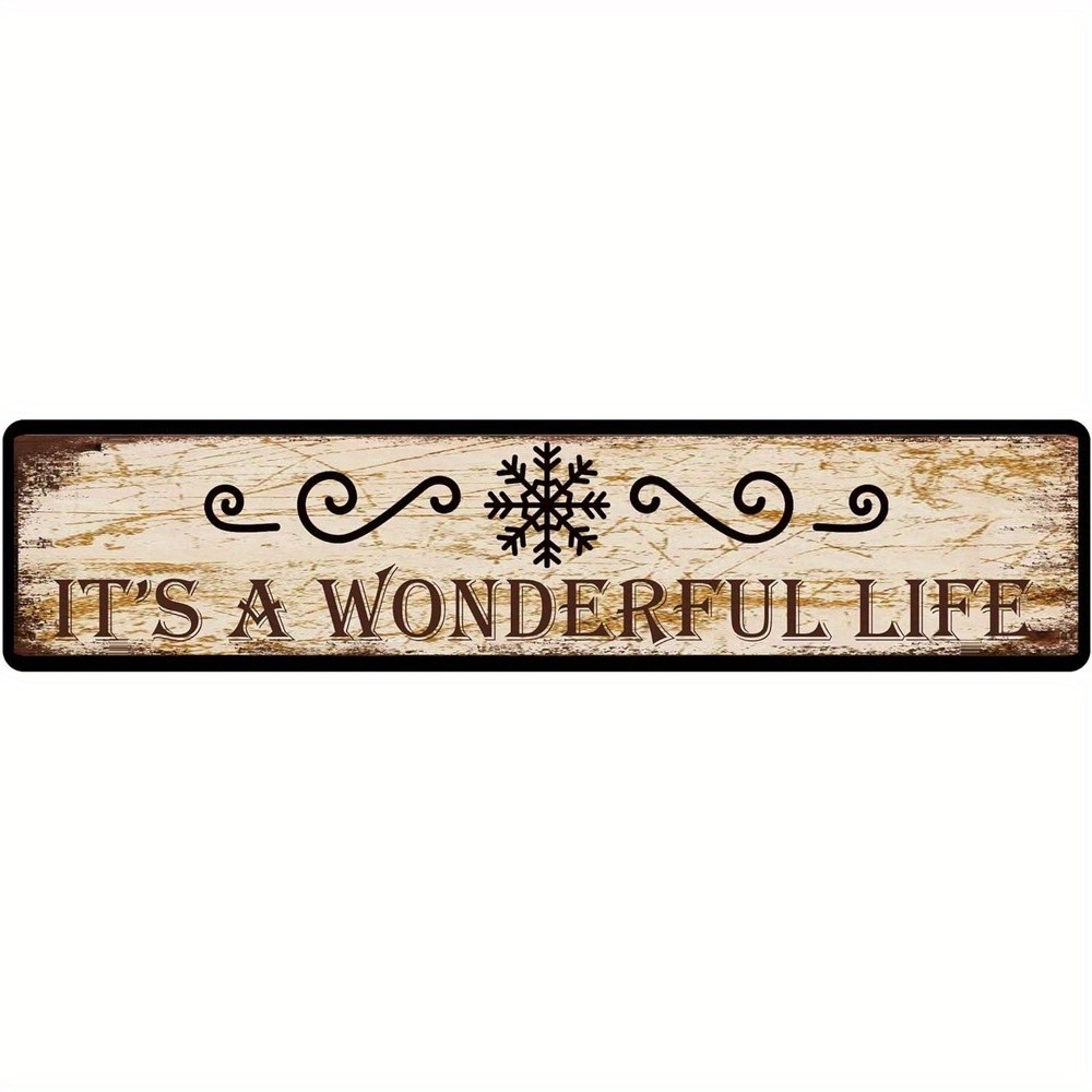 Its a Wonderful Life Winter Metal Sign Decor Rustic Christmas Snowflake Wall Art