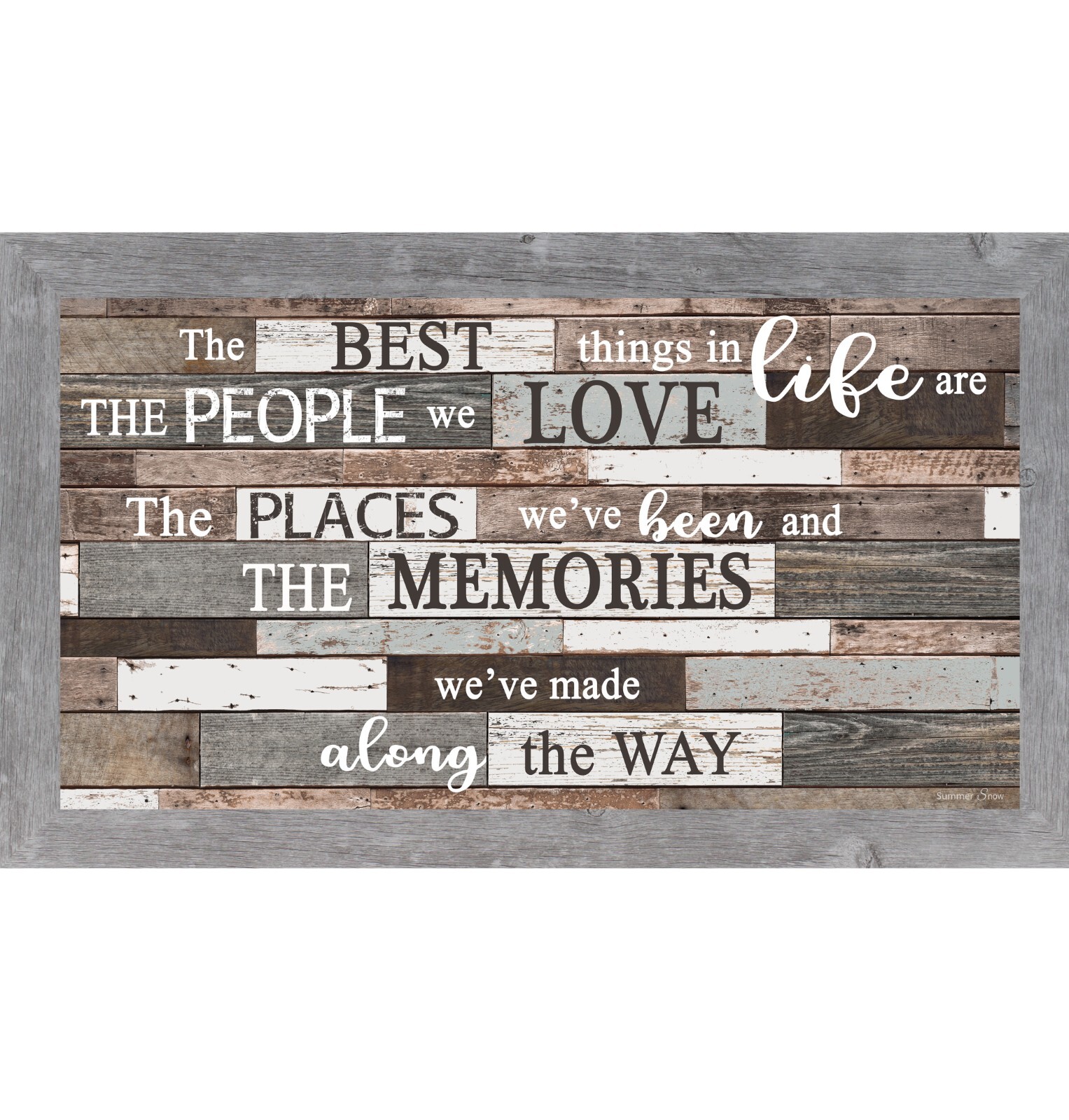 The Best Things in Life Wall Art – Long Horizontal Framed Rustic Quote Sign