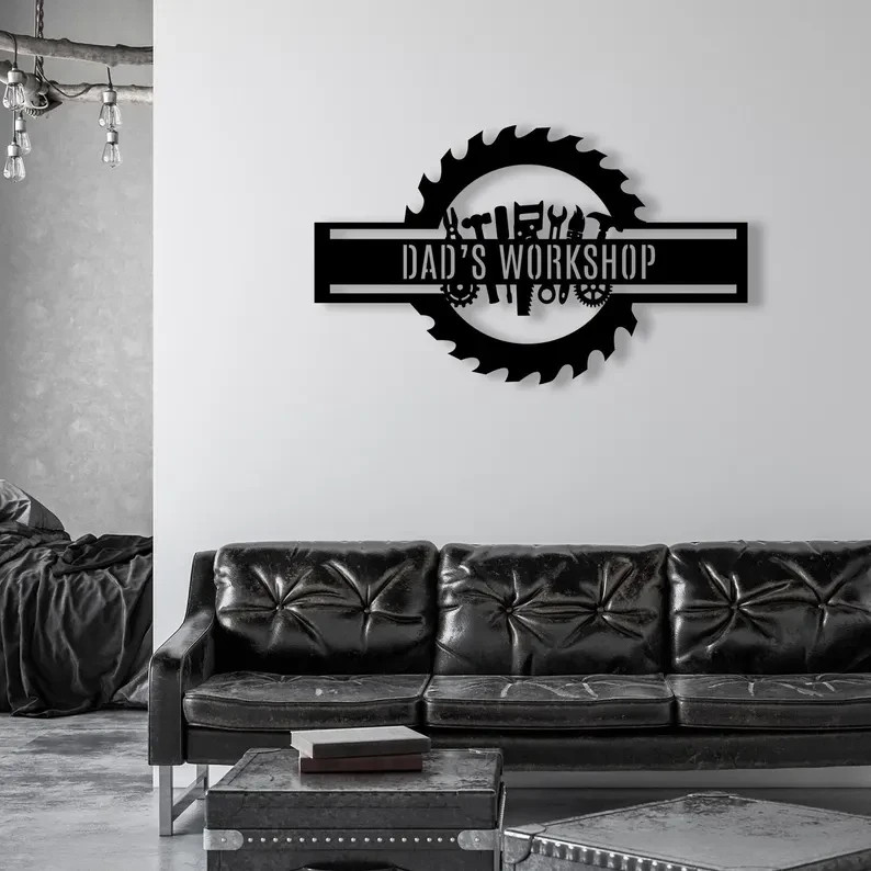Personalized Workshop Metal Sign, Custom Garage Name Decor, Mechanic Wall Art