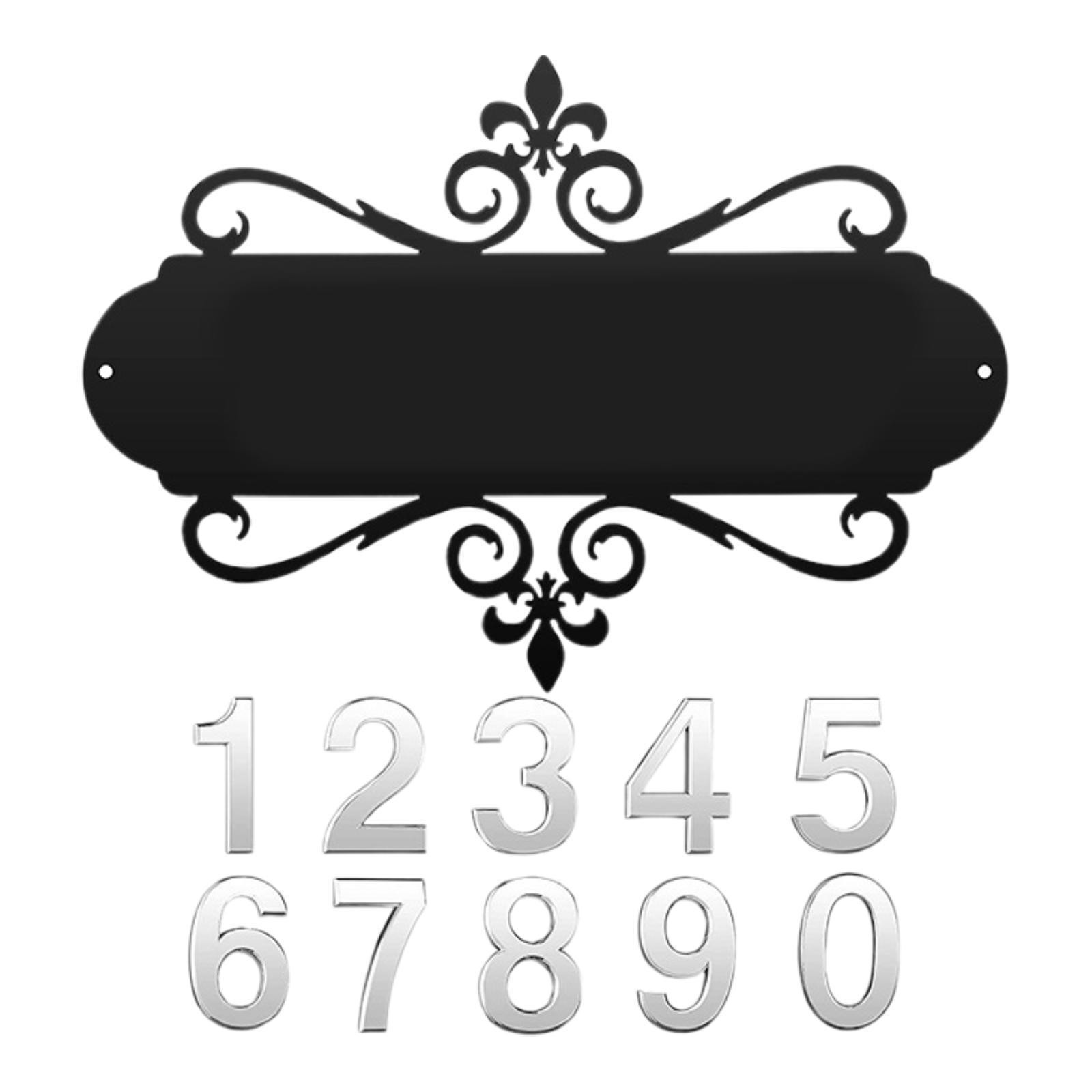 House Number Plaque Horizontal Iron Metal Address Sign for House