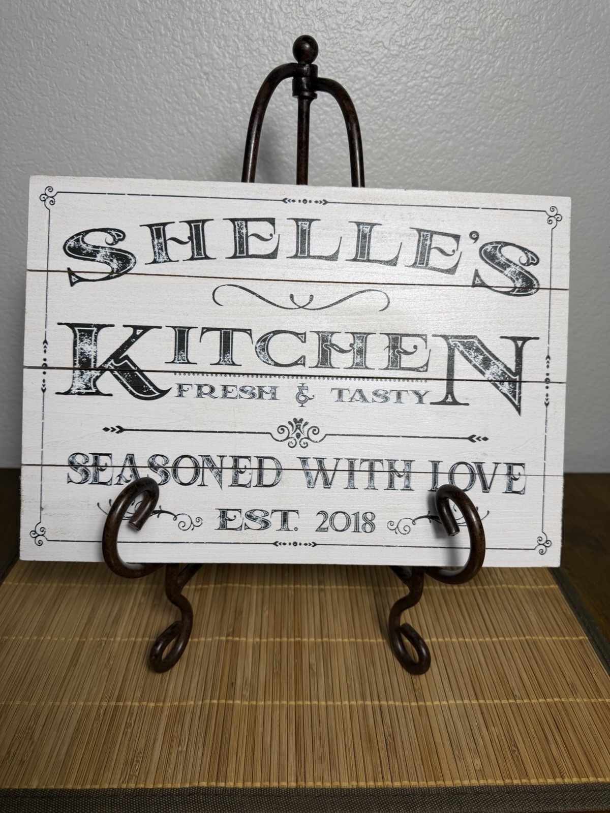 SHELLE’S Kitchen EST.2018 Personalized Sign Seasoned With Love Custom Wood Sign