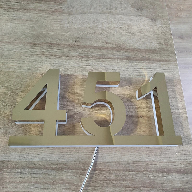 LED House Number Light Home Door Plates Illuminated Letter Sign Address Plaque
