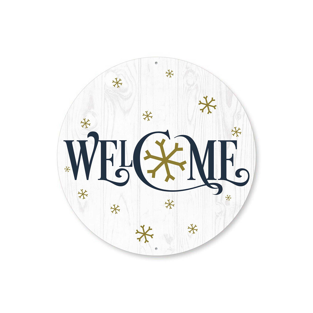 Welcome Snowflake Christmas Metal Sign