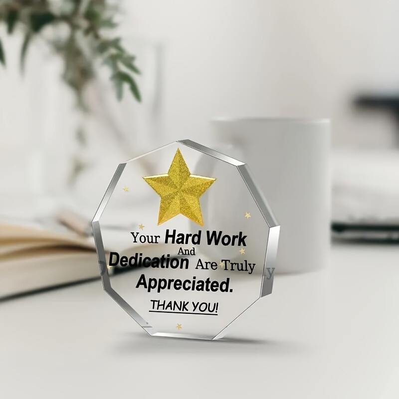 1 PC Inspirational Polygon Acrylic Work Gift Desktop Sign Decoration