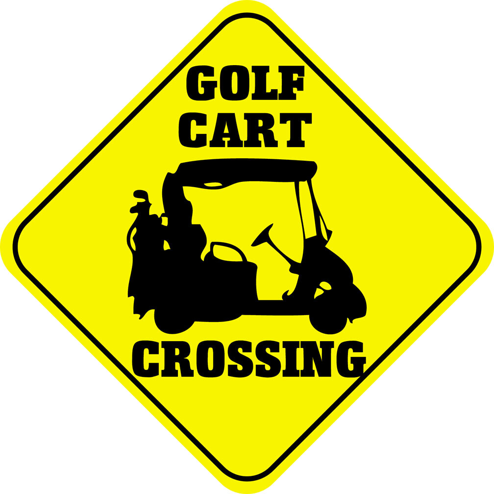 Yellow Aluminum Crossing Sign Golf Cart Cross Xing Style C Diamond Street Signal