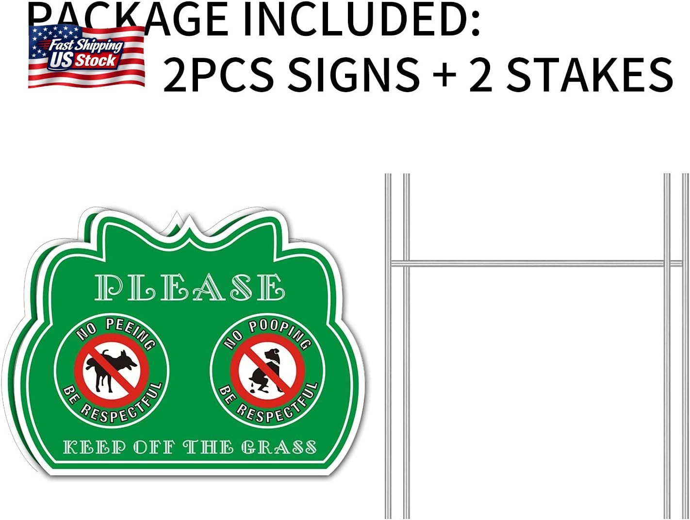 No peeing/Pooping, Be Respectful dog Sign, Keep off the grass Yard sign with met