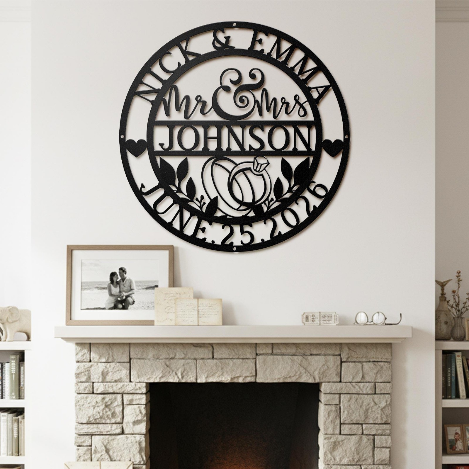 Personalized Mr and Mrs Metal Sign, Custom Wedding Gift Wall Decor