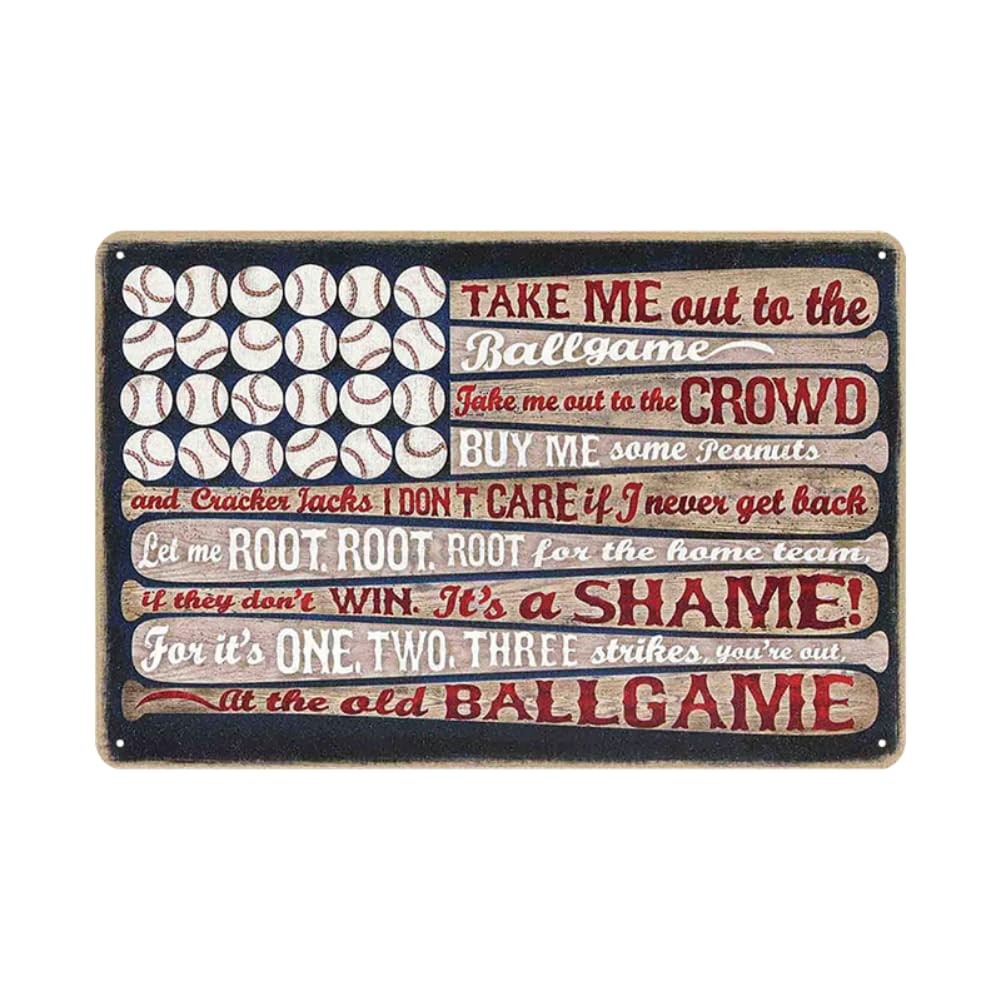 Metal Baseball Room Decor Sign – Vintage Tin Sign for Boys Room, Bedroom, Spo…