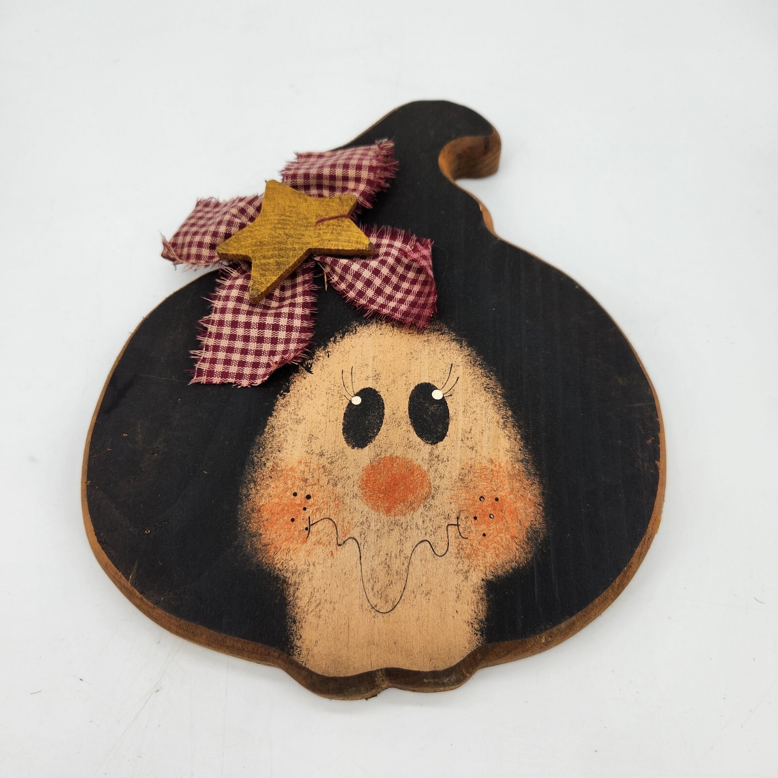 Handcrafted Handpainted Wood Cut Out Scarecrow Face & Hat FALL AUTUMN DECOR