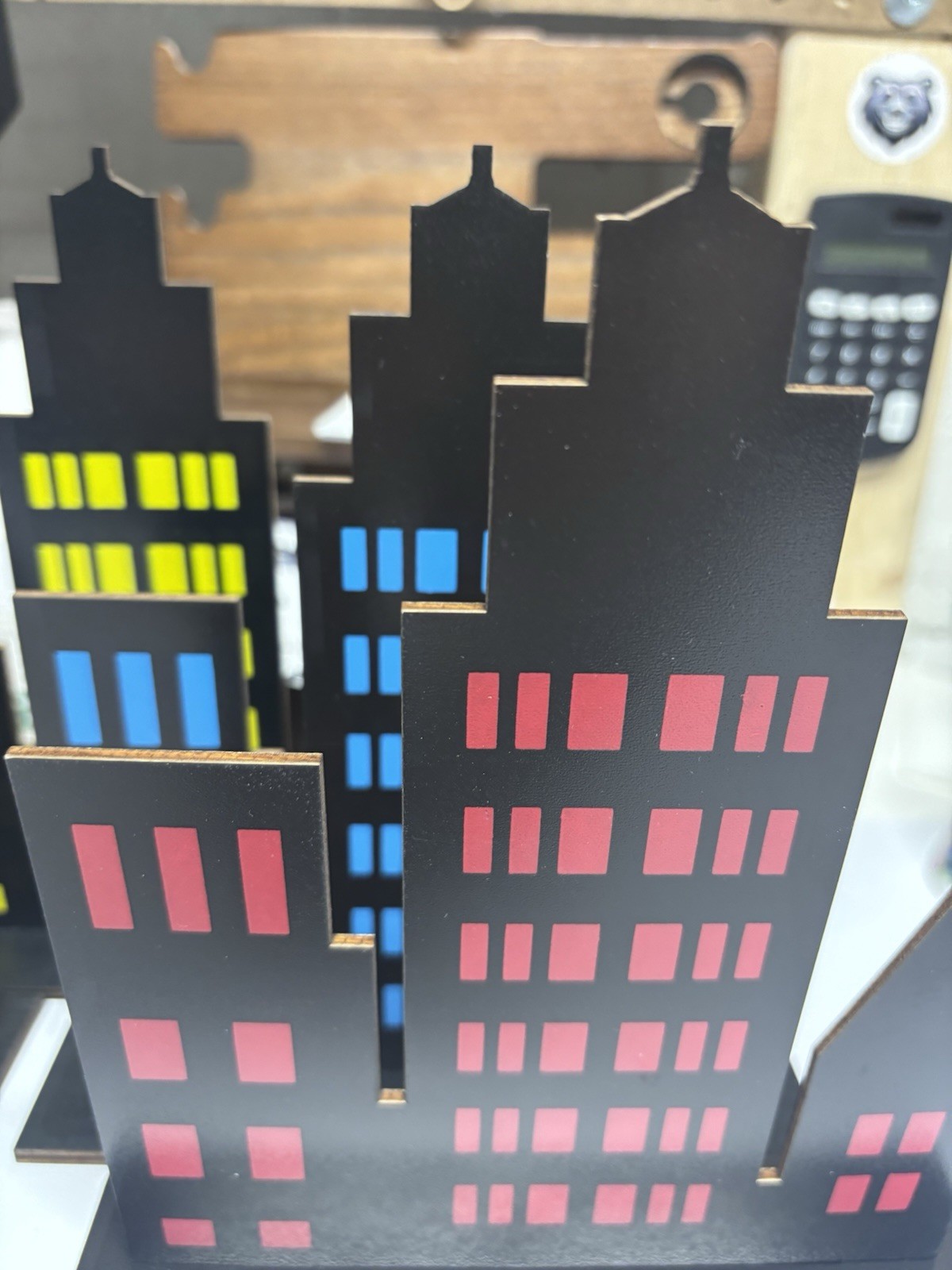 (6) Wooden Hero Room Party Decorations / Skyscrapers Decor
