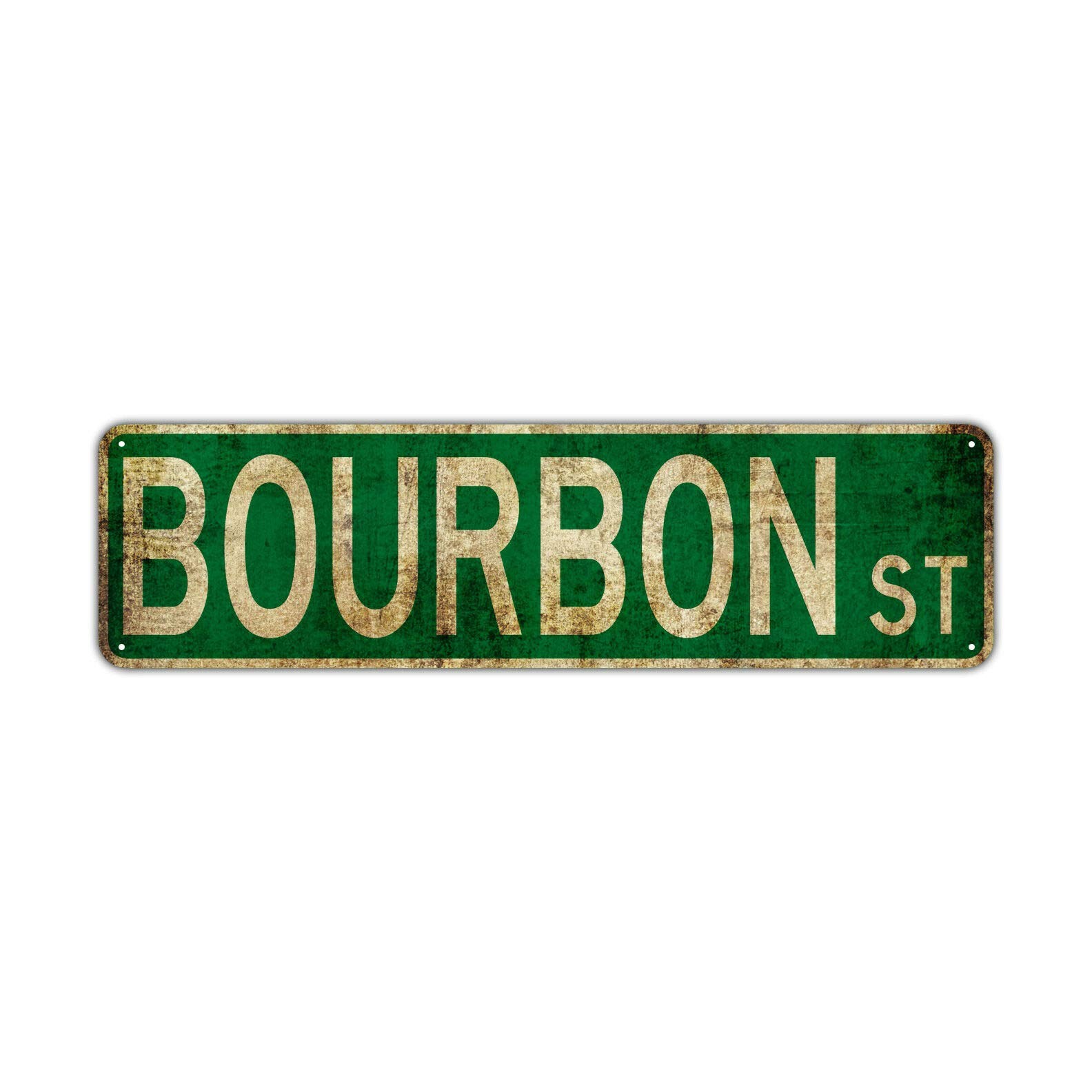 Metal Sign Tin Bourbon St Street Road 4X16 Inches / 10X40 Cm