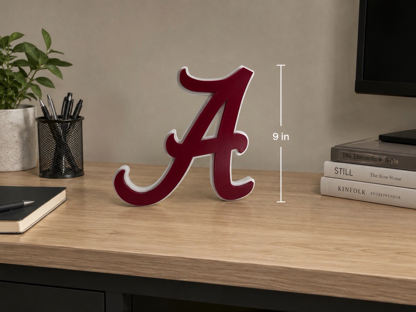 Alabama A Logo 9 Inches Sign Man Cave Dorm Decor Wall Art