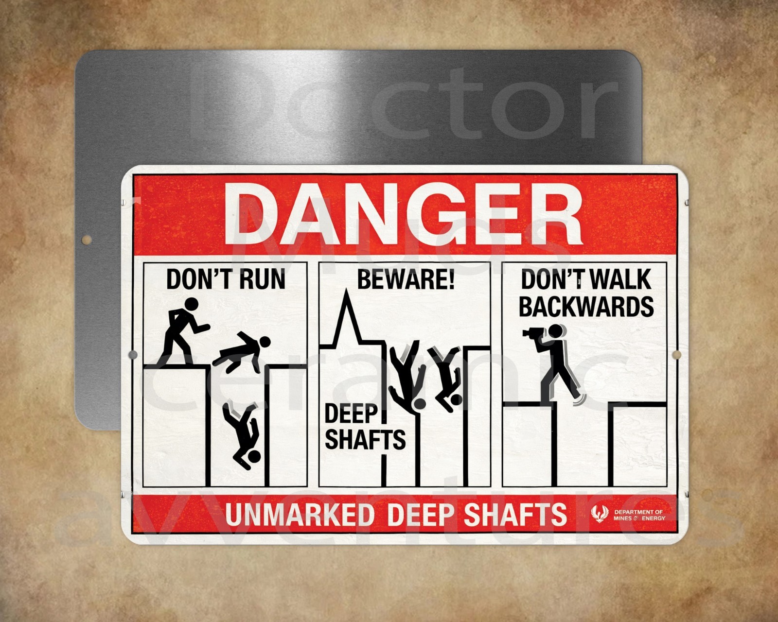 DANGER UNMARKED DEEP SHAFTS 8 x 12″ metal sign mines in area MADE IN USA