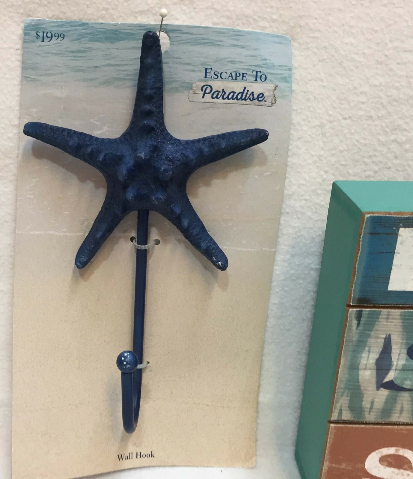 Nautical Ocean Beach Decor Wall Hooks Wood Box Sign Beach Surf Sand Lot of 3