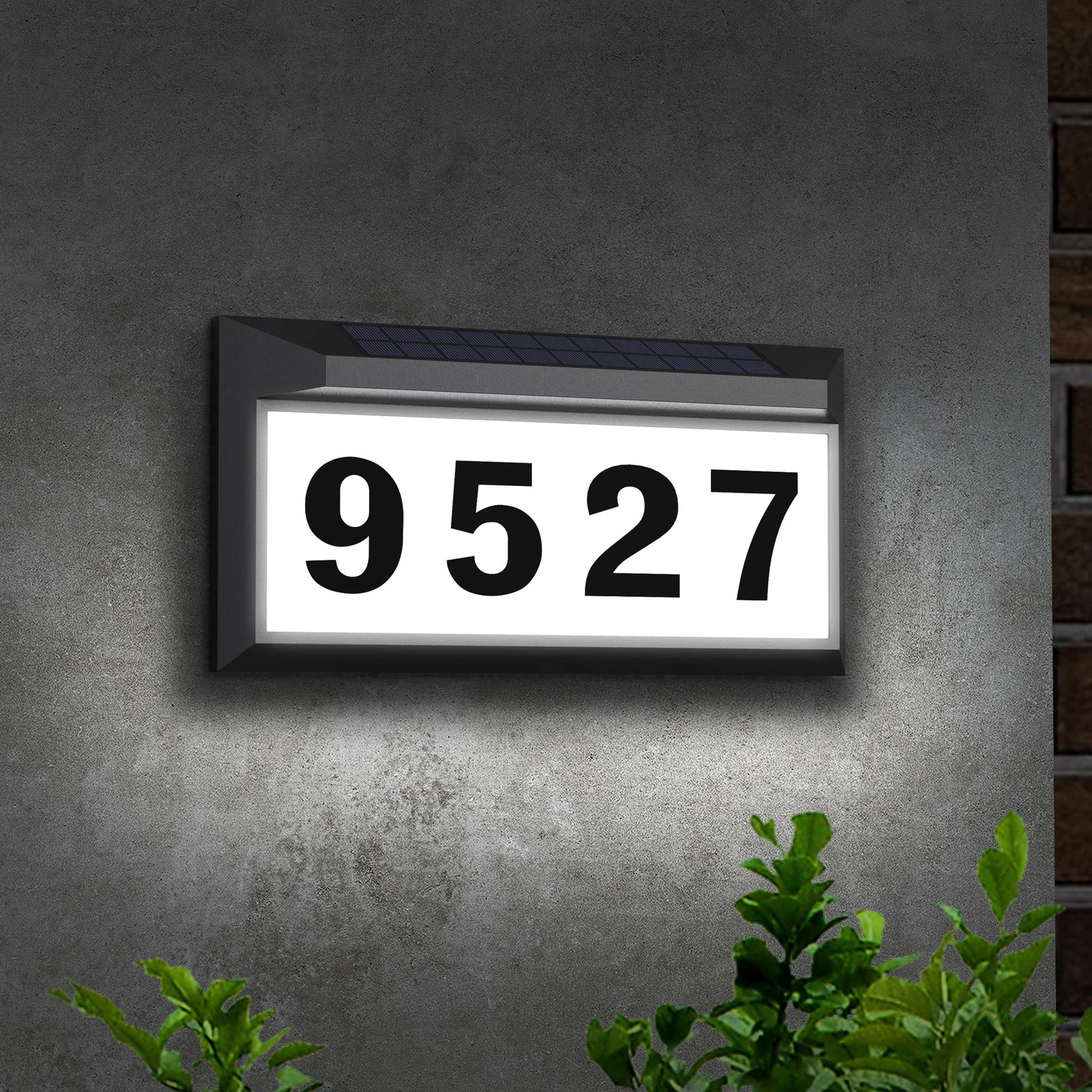 Solar Address Sign Lighted Plaque Outdoor Waterproof Illuminated House Numbers