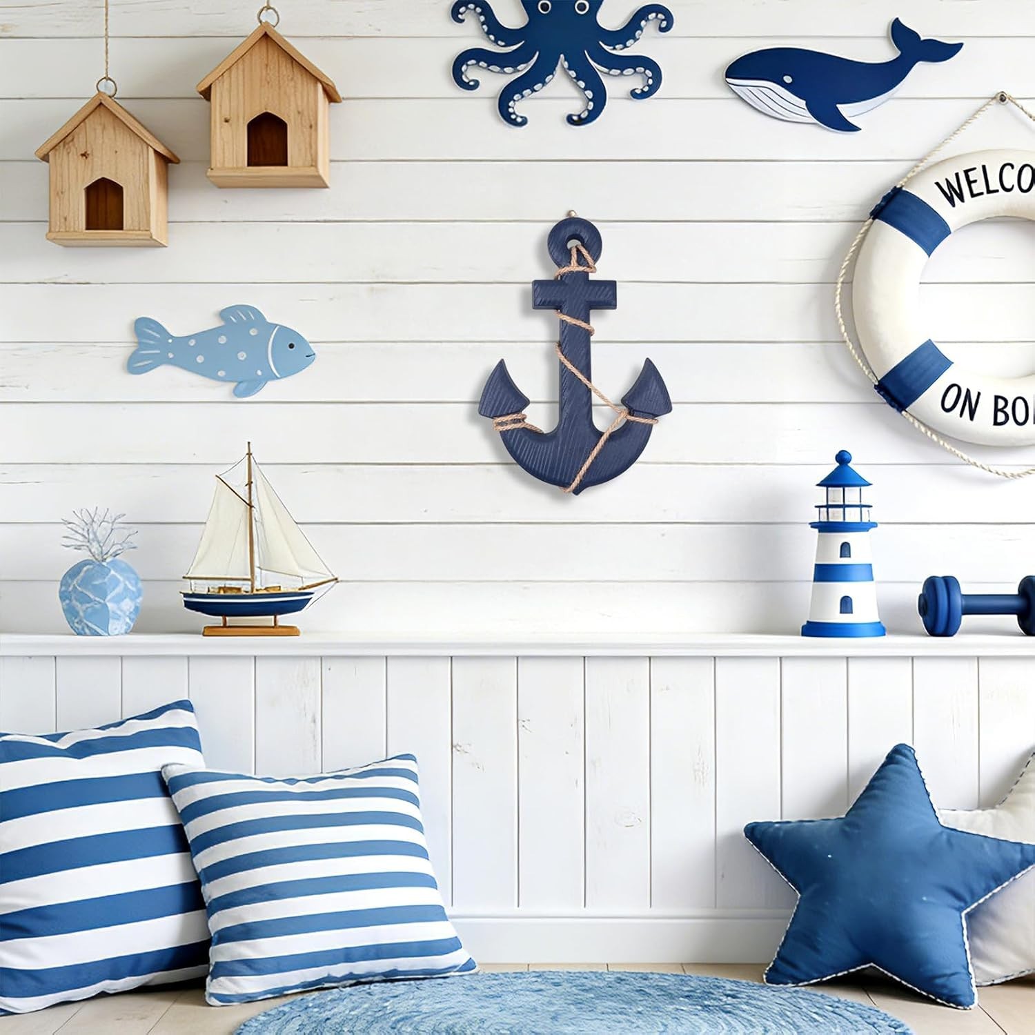 Versatile 7.7″ x 13″ Wooden Anchor Decor with Rope – Perfect Gift Idea
