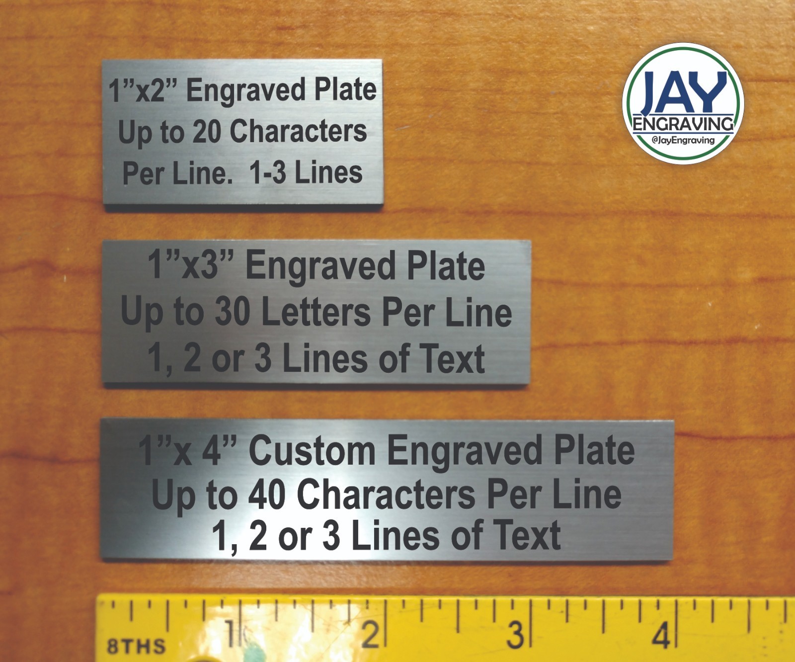 Any Size Custom Engraved Brushed Silver Plate Plaque Sign Tag Label & Adhesive