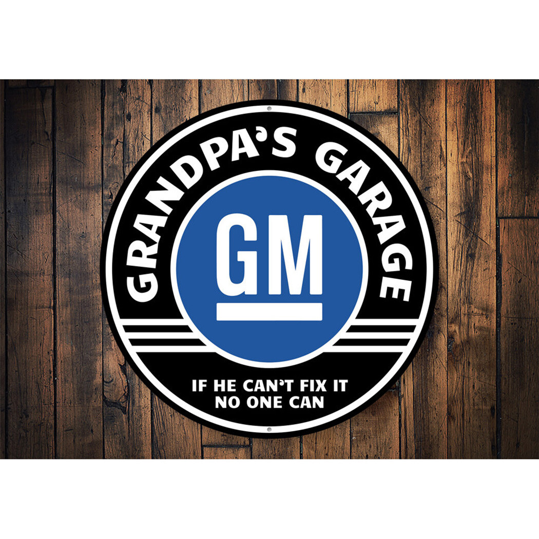 Grandpa’s Garage GM Car Sign, Garage Aluminum Sign