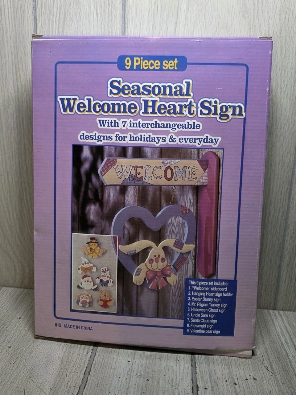 Vintage Wood Heart Welcome Sign All Seasons 9 Piece Cottagecore Holiday Festive