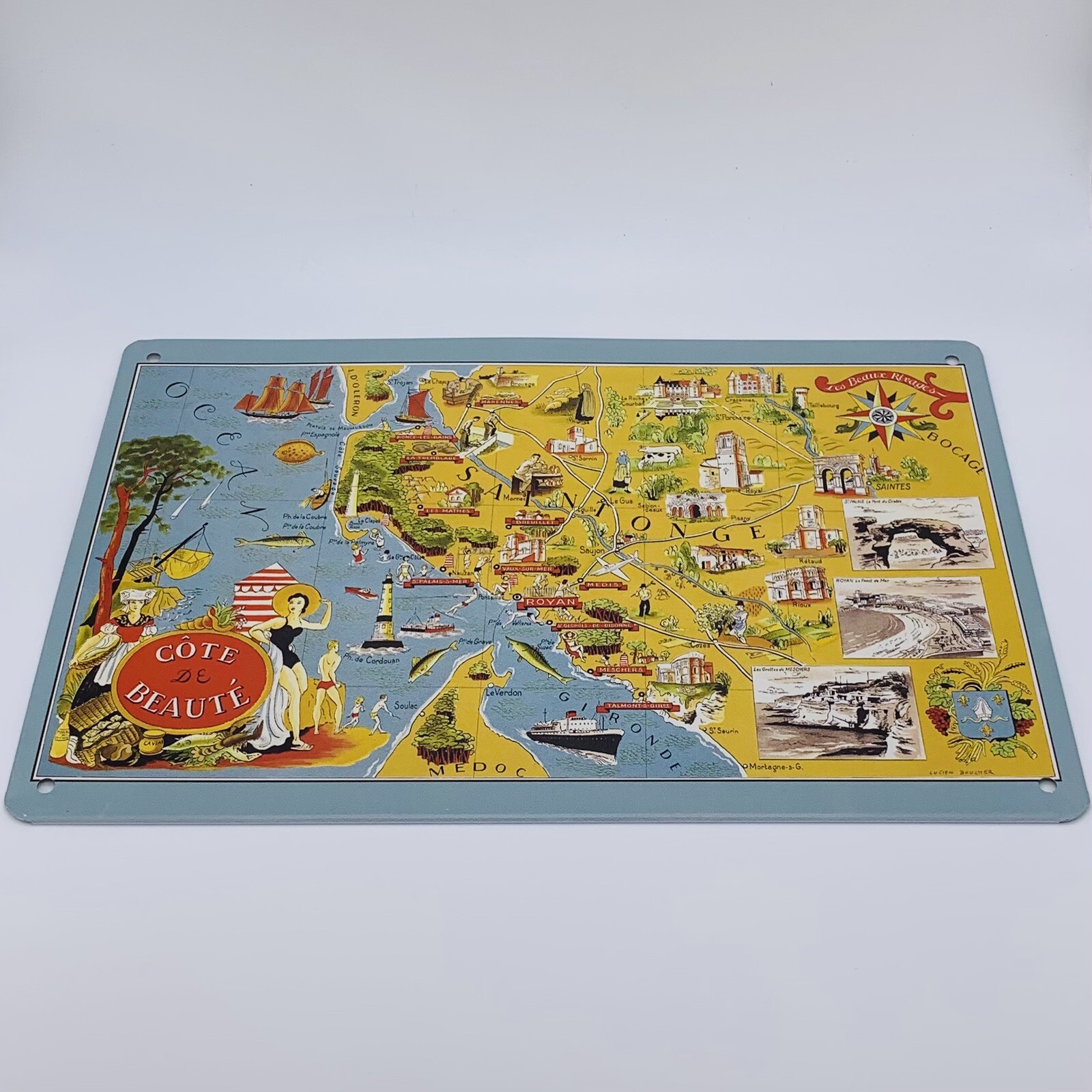 Cote de Beaute Saintonge Island 8” x 12” Metal Tin Sign Wall Art Decor Open Box