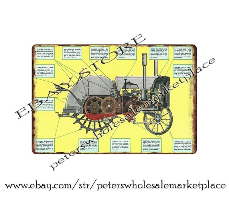 1940 barn ranch , Model D Tractor illustration metal tin sign painting prints