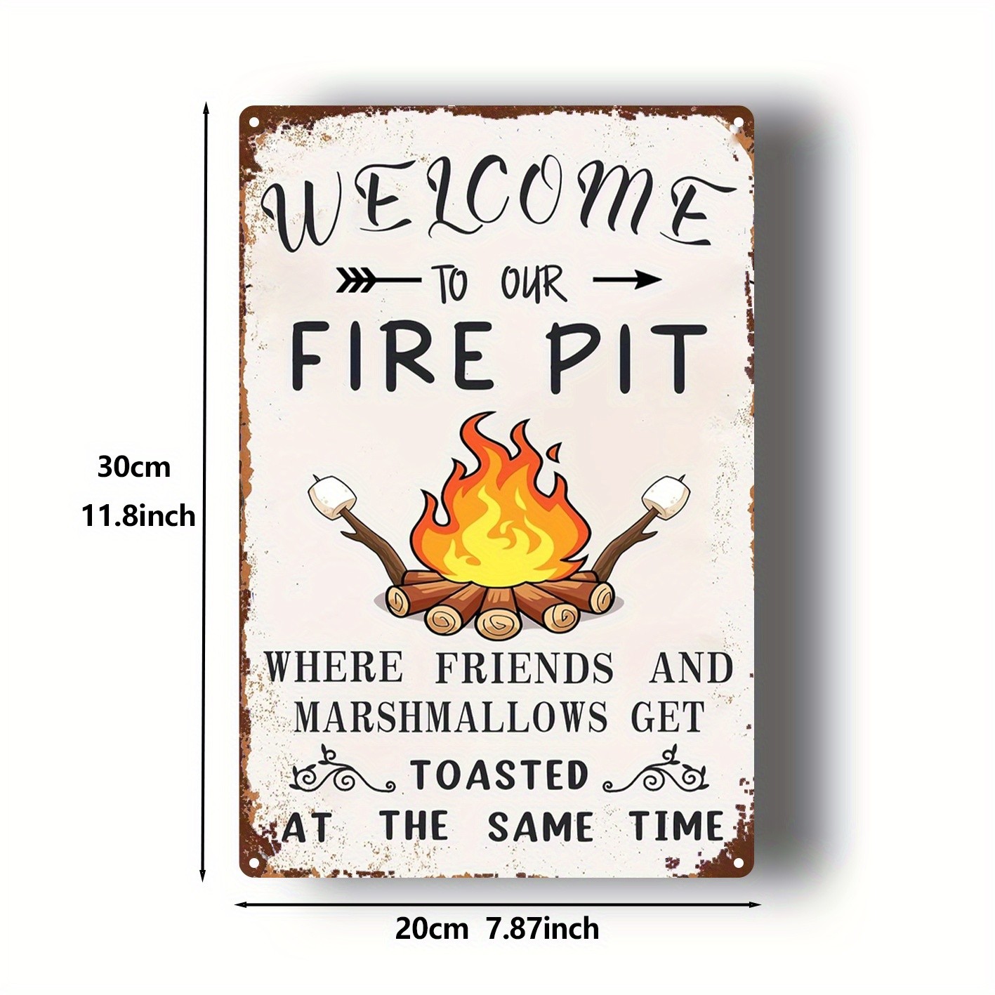 Welcome To Our Fire Pit Vintage Tin Sign Funny Backyard Patio Decor Metal Sign